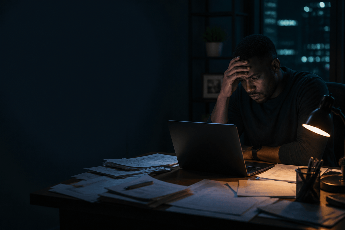 Illustration of a business owner reviewing work